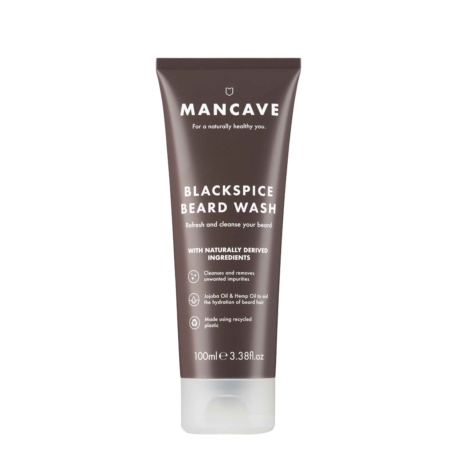 ManCave Blackspice Beard Wash – Bartshampoo mit Teebaumöl, Jojoba, L-Arginin und Hanföl für Reinigung und Pflege