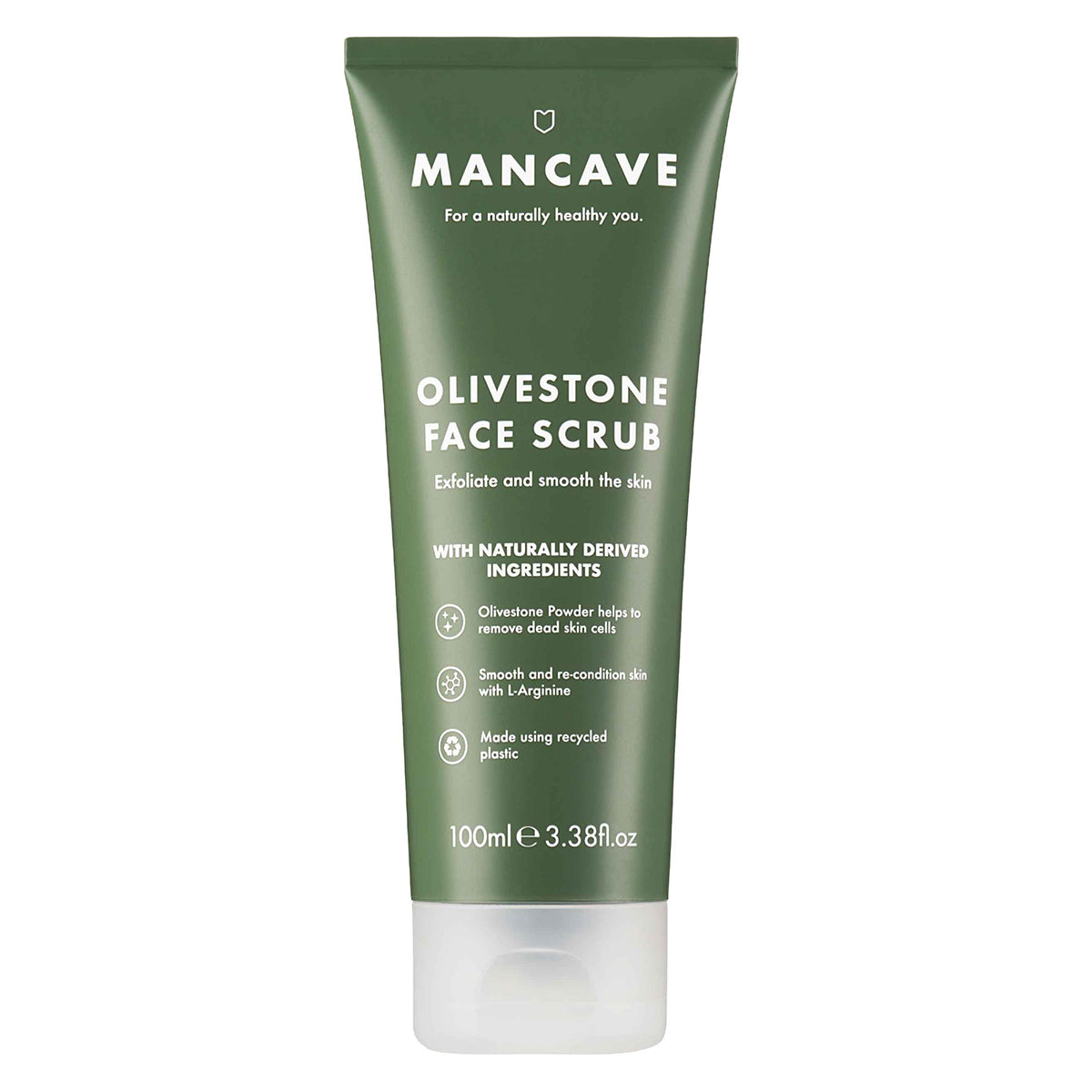 ManCave Olive Stone Face Scrub – Gesichtspeeling mit Olivenkernpulver, Rosskastanienextrakt, L-Arginin und Aloe Vera