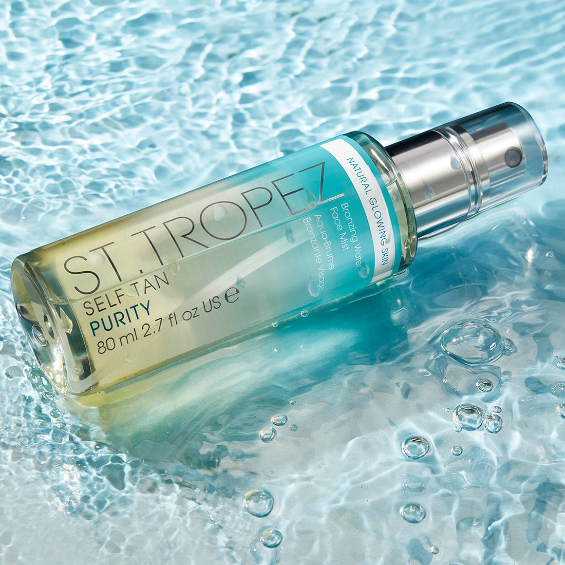 St.Tropez Self Tan Purity Bronzing Water Face Mist – farbloser Gesichtsspray mit Mandarinenwasser, Lotusblütenextrakt und Hyaluronsäure