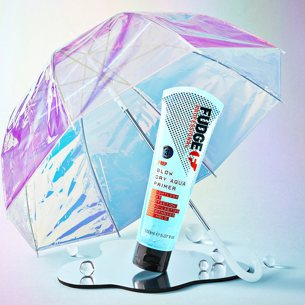 Fudge Blow Dry Aqua Primer – Hitzeschutzspray bis 230°C mit Hyaluronsäure und WEATHER-SHIELD™ für Glanz und Frizz-Kontrolle
