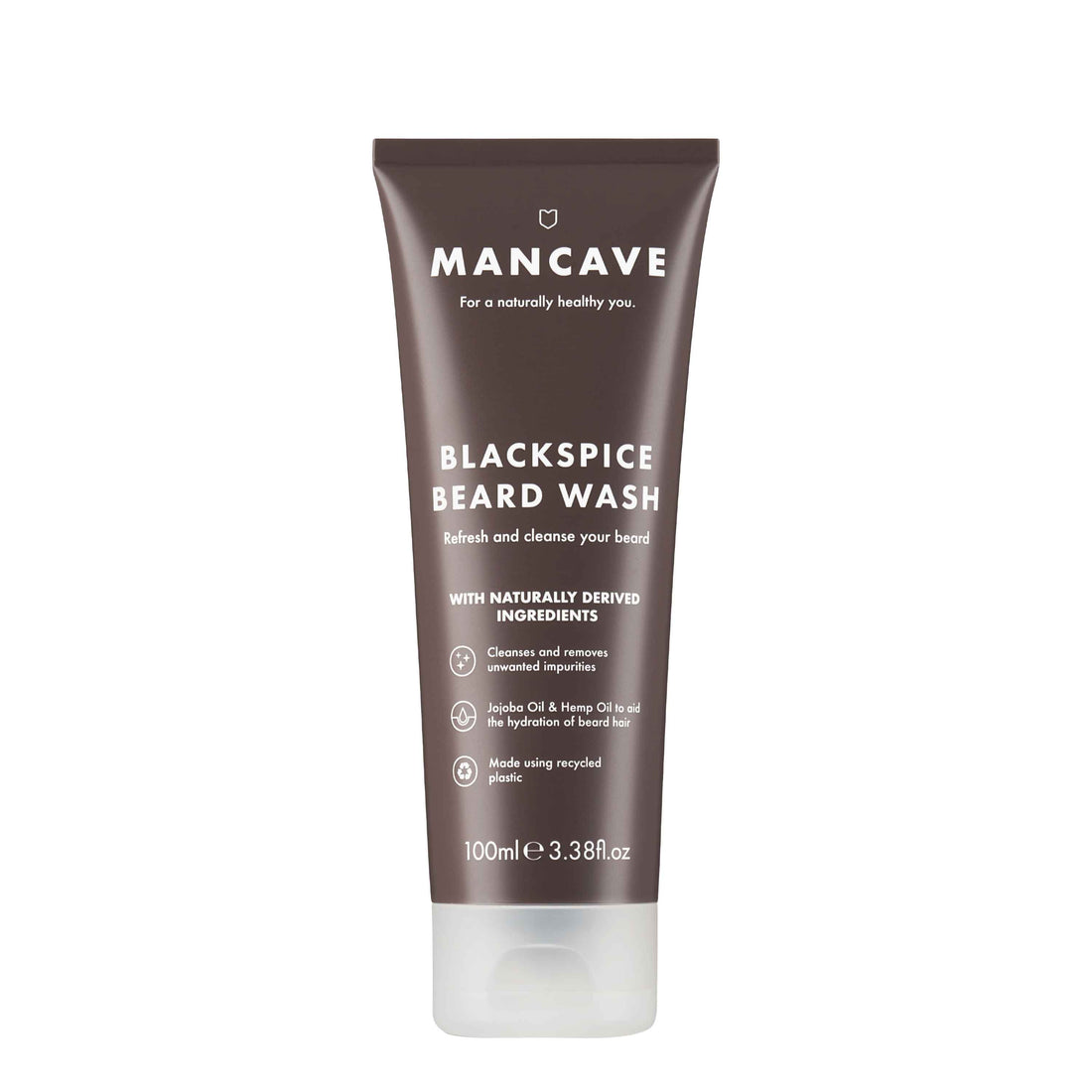 ManCave Blackspice Beard Wash – Bartshampoo mit Teebaumöl, Jojoba, L-Arginin und Hanföl für Reinigung und Pflege
