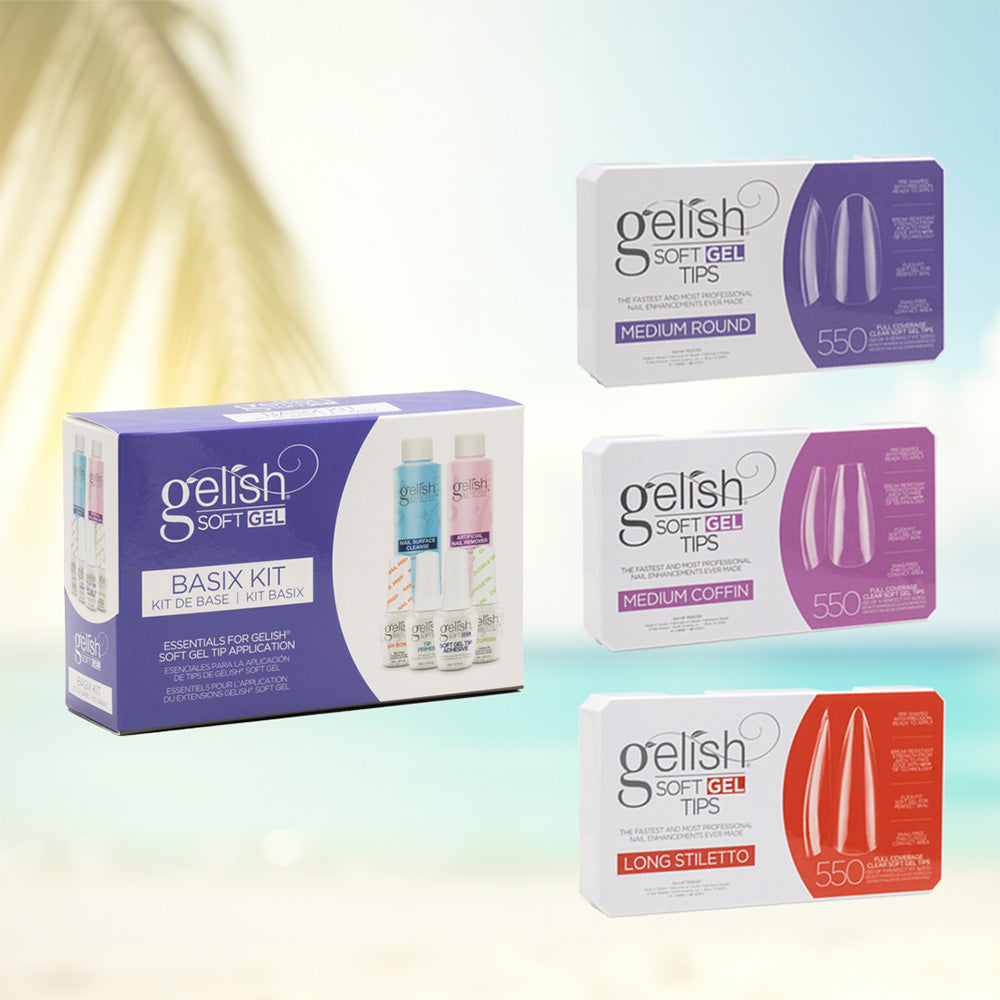 GELISH SOFT GEL BASIX KIT + TIPS