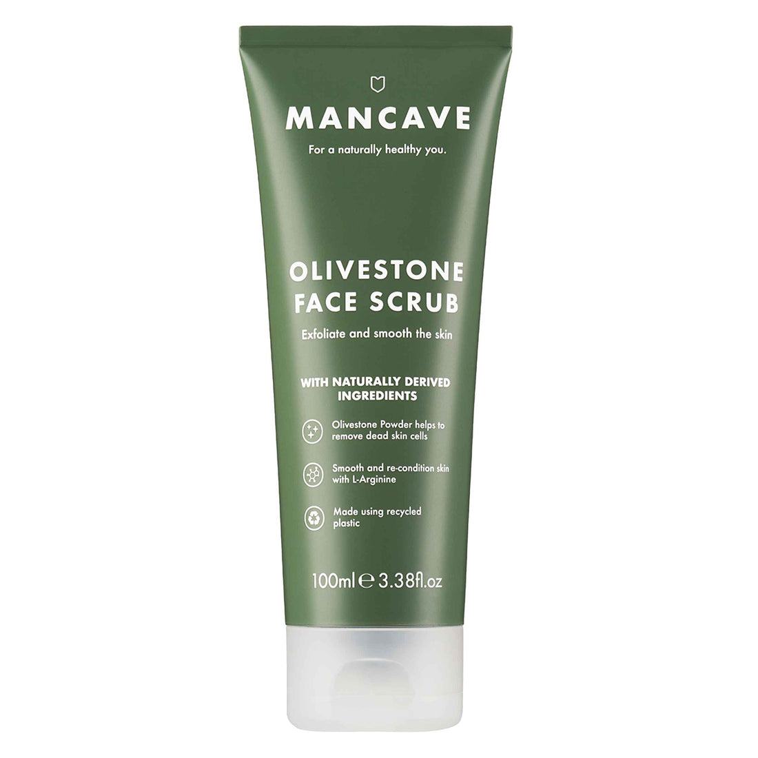 ManCave Olive Stone Face Scrub – Gesichtspeeling mit Olivenkernpulver, Rosskastanienextrakt, L-Arginin und Aloe Vera
