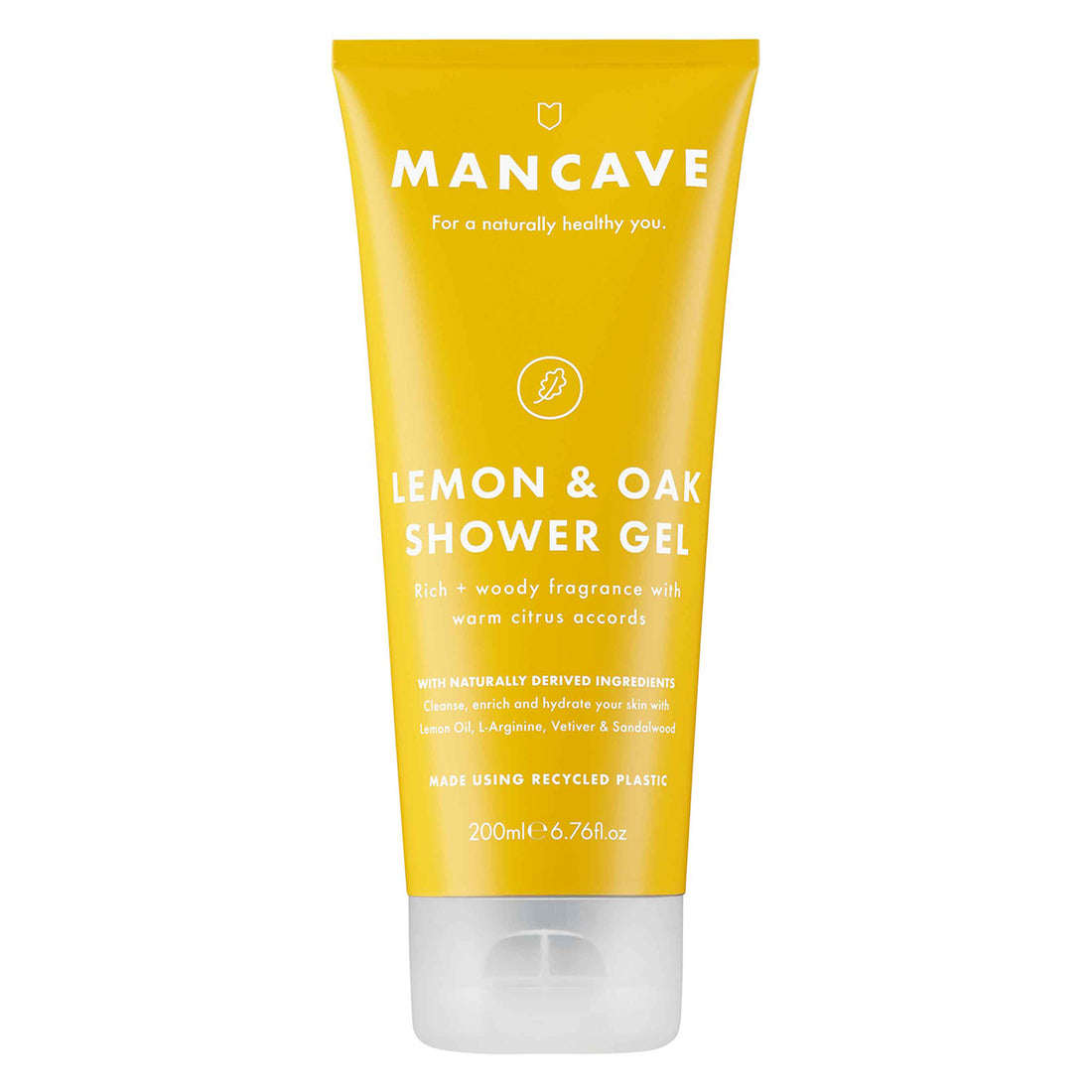 ManCave Lemon & Oak Shower Gel – natürliches Duschgel mit Zitronenöl und Aloe Vera zur belebenden und antibakteriellen Reinigung