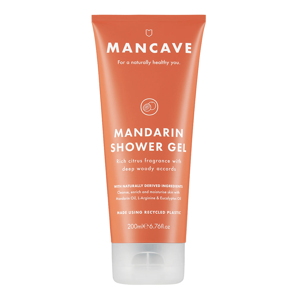 ManCave Mandarin Shower Gel – belebendes Duschgel mit Mandarine, Eukalyptus und süßem Orangenöl